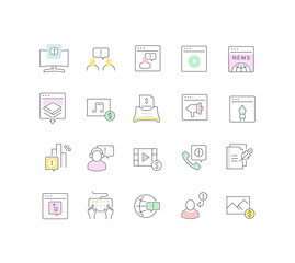 Set Vector Line Icons of Business Information