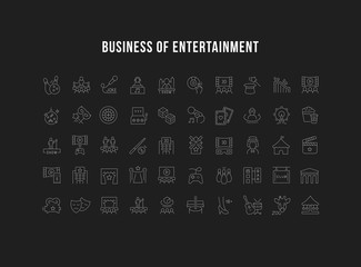 Set Vector Line Icons of Entertainment Business