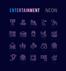 Fototapeta na wymiar Set Vector Line Icons of Entertainment