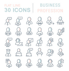 Collection Linear Icons of Business Profession