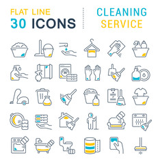 Collection Linear Icons of Cleaning Service