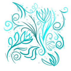 Floral  pattern for printing.  Flowers, plants, curls, dots.