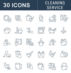 Fototapeta premium Set Linear Icons of Cleaning Service