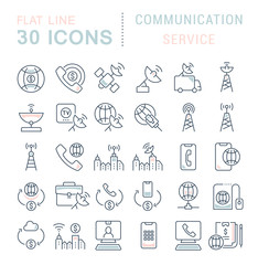 Set Vector Line Icons of Communication Service