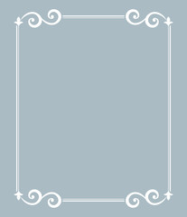 Decorative frame Elegant vector element for design in Eastern style, place for text. Floral blue border. Lace illustration for invitations and greeting cards