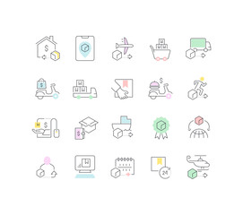 Set Vector Line Icons of Delivery Business