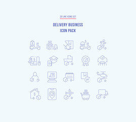 Set Vector Line Icons of Delivery Business