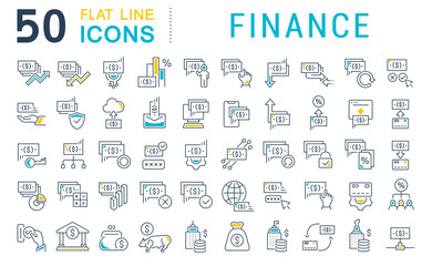 Set Vector Line Icons of Finance