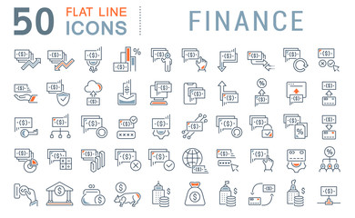 Set Vector Line Icons of Finance