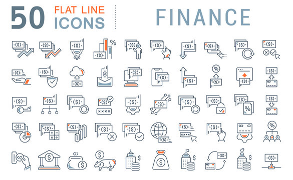 Set Vector Line Icons of Finance