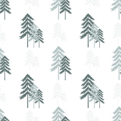 Obraz premium Seamless christmas tree pattern. Background merry christmas textiles, fabrics, cotton fabric, covers, wallpaper, print, gift wrapping, postcard, scrapbooking. Raster copy.