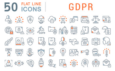 Set Vector Line Icons of GDPR