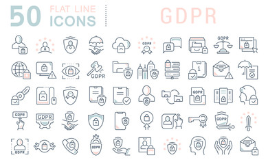 Set Vector Line Icons of GDPR