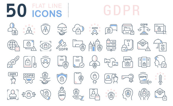 Set Vector Line Icons of GDPR