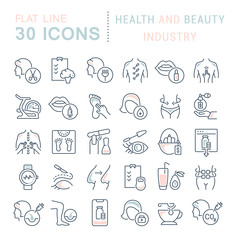 Collection Linear Icons of Health and Beauty Industry