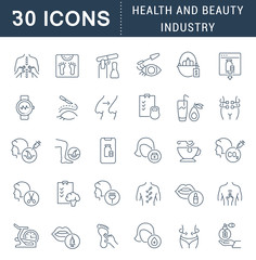 Set Linear Icons of Health and Beauty Industry