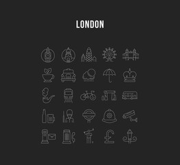 Set Vector Flat Line Icons London