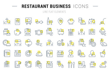 Set Vector Line Icons of Restaurant Business