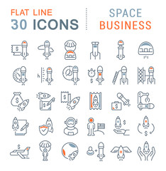 Set Vector Line Icons of Space Business