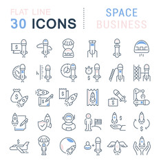 Set Vector Line Icons of Space Business