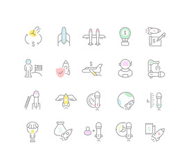 Set Vector Line Icons of Space Business