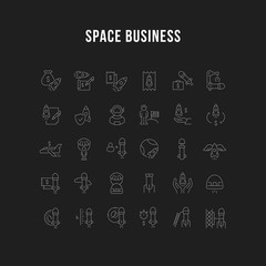 Set Vector Line Icons of Space Business