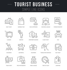 Set Vector Line Icons of Tourist Business