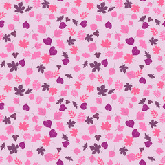 Seamless autumn pattern. Background in small leaves set textiles, fabrics, cotton fabric, covers, wallpaper, print, gift wrapping, postcard, scrapbooking. Raster copy.