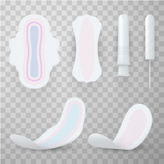 Feminine hygiene products realistic vector illustrations set