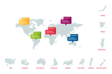 infographic data design with world map . business infographic concept for presentations, banner, workflow layout, process diagram, flow chart