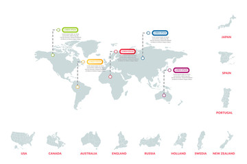 Fototapeta premium infographic data design with world map . business infographic concept for presentations, banner, workflow layout, process diagram, flow chart