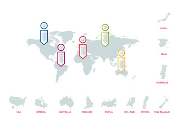 infographic data design with world map . business infographic concept for presentations, banner, workflow layout, process diagram, flow chart