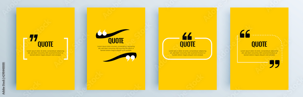 Poster quote frames blank templates set. text in brackets, citation empty speech bubbles, quote bubbles. te