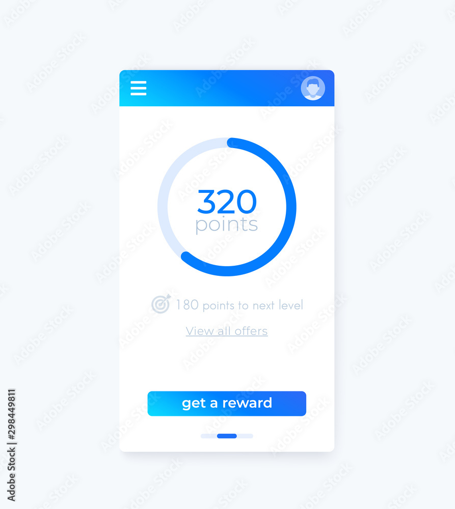 Poster reward app, mobile ui vector design