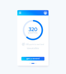 Reward app, mobile ui vector design