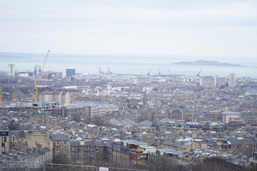 EDINBURGH,24  March 2018  - city  view of Edinburgh city in Scotland.Landscape cityscape concept.