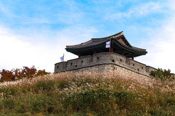 Fototapeta na wymiar Watch tower Hwaseong fortress, Suwon, Gyeonggi-do, Korea