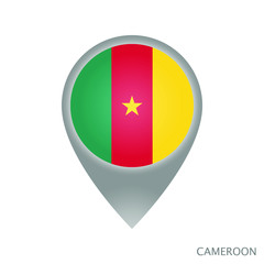 Map pointer with flag of Cameroon. Colorful pointer icon for map. Vector Illustration.