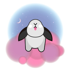 Obraz premium Fauna, great design for any purposes. Blue abstract background, white animal. Print design, wild nature.