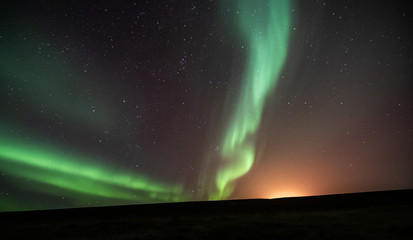 Northern lights during the night in north Iceland