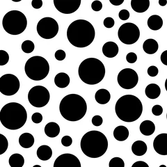 Tapeten nahtlose Muster mit schwarzen Kreisen. Schwarzes Tupfenmuster. Hintergrund für Kleid © Vladyslav