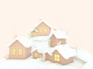 Modern abstract Winter design with house and trend colors minimalist background	