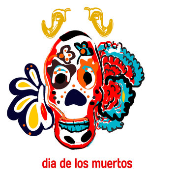Day of The Dead Skull, banner or postcard, decoration tattoo