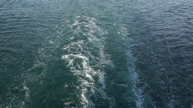 Wake in the ocean made by cruise liner