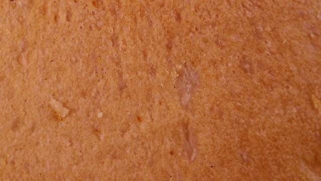 piece of white bread rotates slowly. moving background
