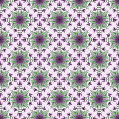 Fototapeta na wymiar PrintGeometric floral tile pattern, seamless vector repeat, moroccan tile design