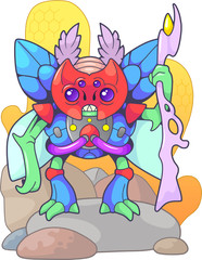 cute cartoon alien bug from outer space, funny illustration