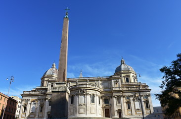 Basilica di Santa Maria Maggiore with the Esquilino Obelisk. Piazza dell’Esquilino, Rome, Italy.