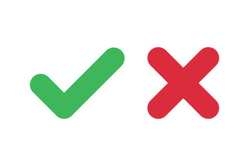 Obraz premium Checkmark X symbols on white isolated background.