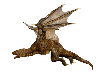 3D Rendering Fairy Tale Dragon on White